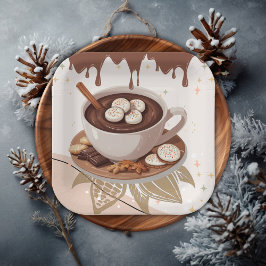 Plato De Papel Baby Shower de invierno de chocolate caliente y co