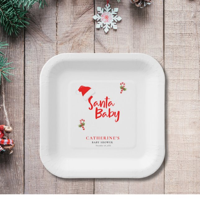 Plato De Papel Baby Shower de invierno Santa Baby (Subido por el creador)
