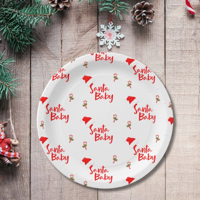 Plato De Papel Baby Shower de invierno Santa Baby (Subido por el creador)