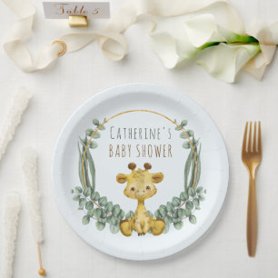 Plato De Papel Baby Shower de jirafa de Safari de la Selva Cuta