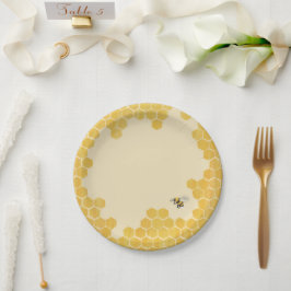 Plato De Papel Baby Shower de la Abeja Melífera