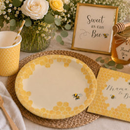 Plato De Papel Baby Shower de la Abeja Melífera