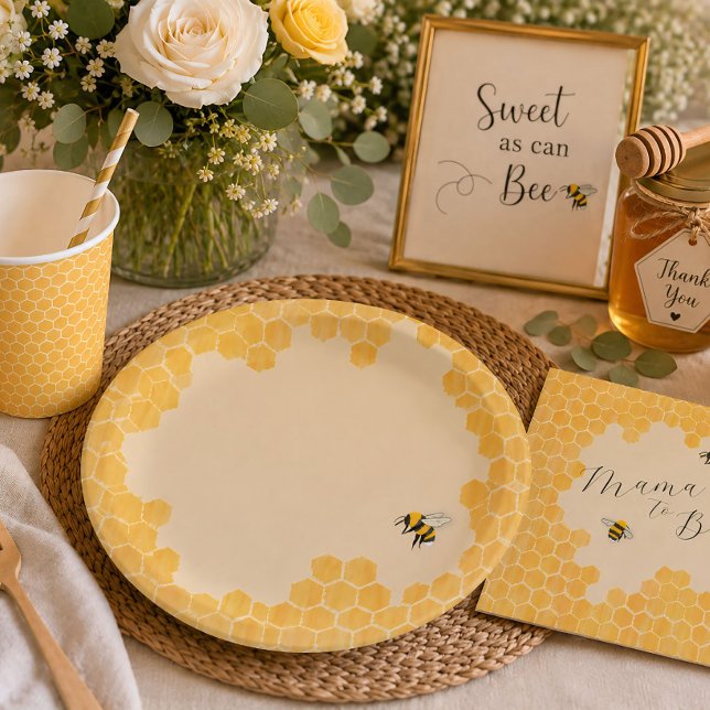 Plato De Papel Baby Shower de la Abeja Melífera (Subido por el creador)