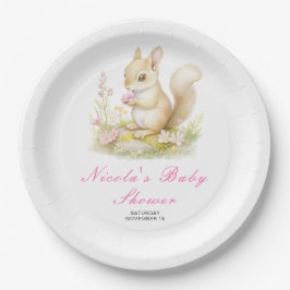 Plato De Papel Baby Shower de la ardilla de primavera