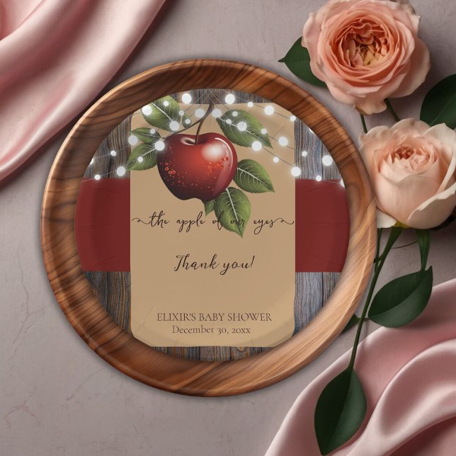 Plato De Papel Baby Shower de la caída de Apple of Our Eye Rustic (Subido por el creador)