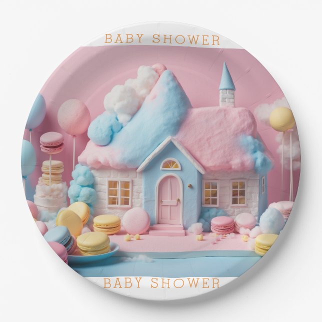 Plato De Papel Baby Shower de la casa Gingerbread (Anverso)