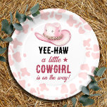 Plato De Papel Baby Shower de la chica rodeo occidental rosada<br><div class="desc">elegante obra de arte de rodeo-acuarela occidental. Rodeo de campo Cowgirl Rodeo Tema de Baby Shower. Fácil de personalizar.</div>