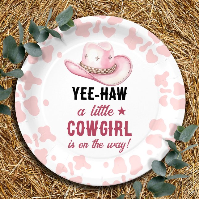 Plato De Papel Baby Shower de la chica rodeo occidental rosada (Subido por el creador)