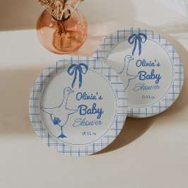 Plato De Papel Baby Shower de la cinta de opciones de color azul 
