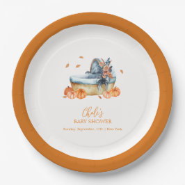 Plato De Papel Baby Shower de la cuna de calabaza de piel de roll