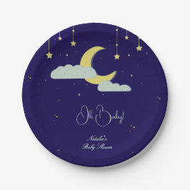 Plato De Papel Baby Shower de la estrella celestial de la luna az