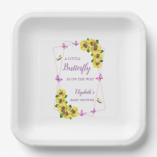 Plato De Papel Baby Shower de la mariposa pequeña