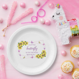 Plato De Papel Baby Shower de la mariposa pequeña