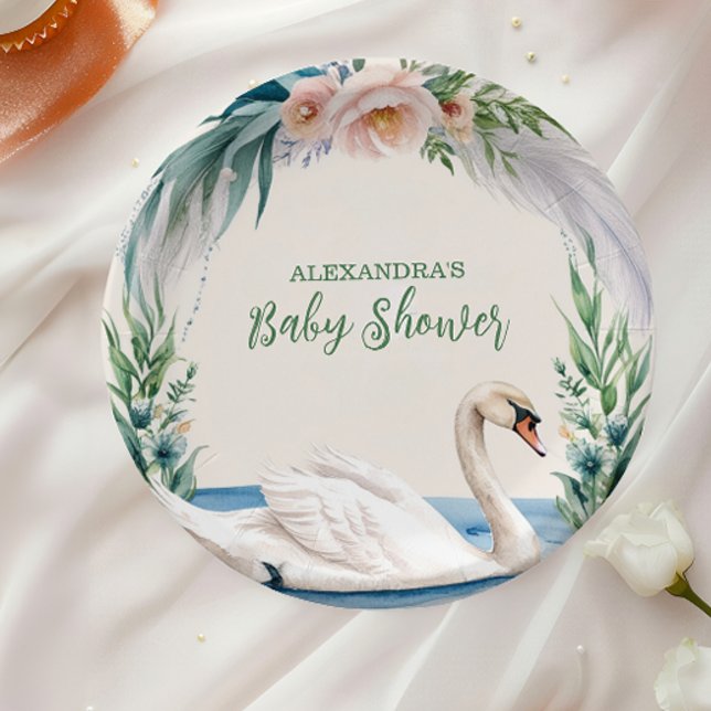 Plato De Papel Baby Shower de la princesa de cisne Rubor suave (Subido por el creador)