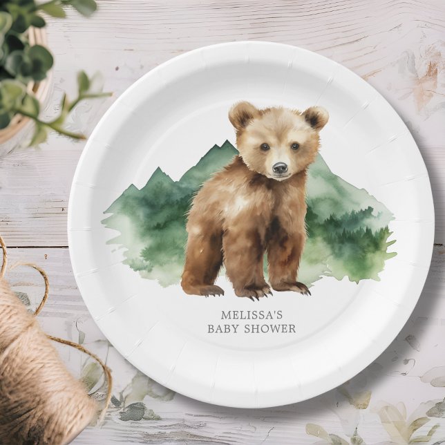 Plato De Papel Baby Shower de la taza de oso marrón (Subido por el creador)