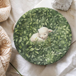 Plato De Papel Baby Shower de la vegetación de las corderos de co