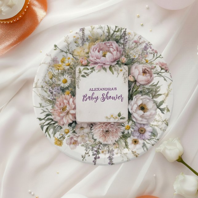 Plato De Papel Baby Shower de las mariposas Boho Wildflower (Subido por el creador)