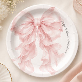 Plato De Papel Baby Shower de lazo rosa