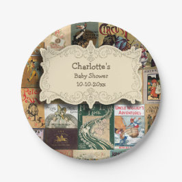 Plato De Papel Baby Shower de libros antiguos