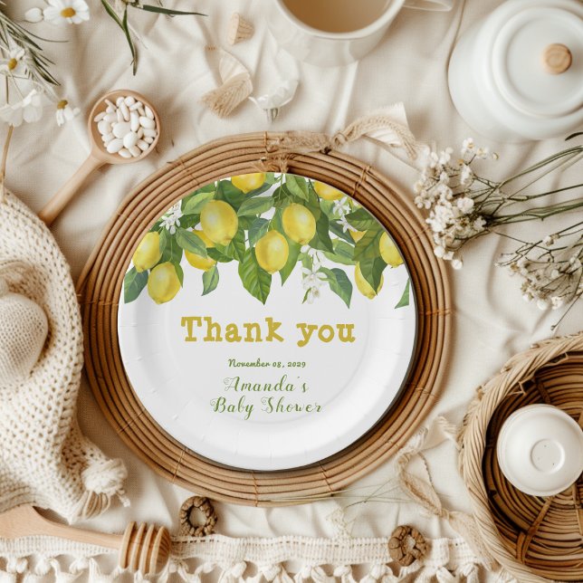 Plato De Papel Baby Shower de limón de cítricos principales de la (Subido por el creador)