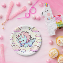 Plato De Papel Baby Shower de Little Adorable Dinosaur