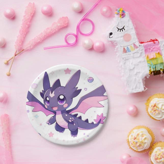 Plato De Papel Baby Shower de Little Dragon (Fiesta)