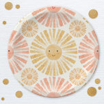 Plato De Papel Baby Shower de Little Sunshine Pattern<br><div class="desc">Un alegre patrón de color amarillo acuático brillando sobre un suave fondo crema para una adorable ducha de bebé. Arte original de Nic Squirrell.</div>