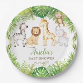 Plato De Papel Baby Shower de los animales de la selva de Safari 