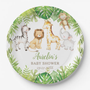 Plato De Papel Baby Shower de los animales de la selva de Safari
