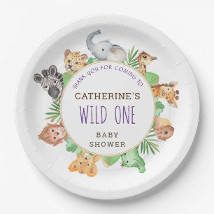 Plato De Papel Baby Shower de los chicos de la selva de Safari Cu