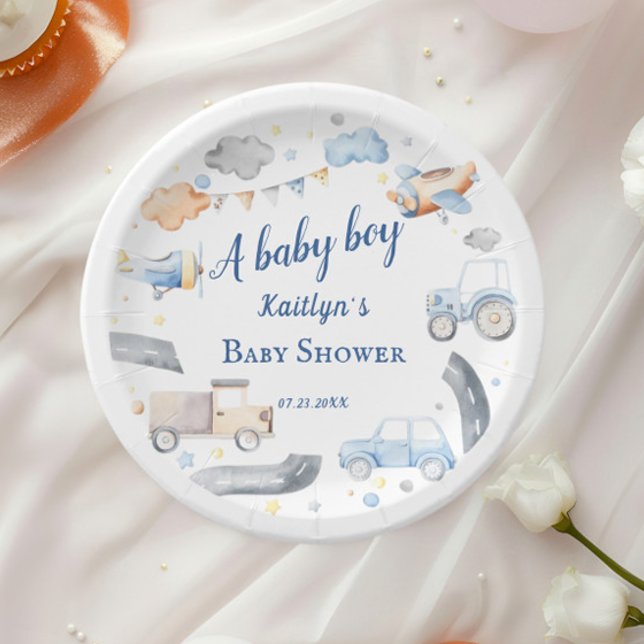 Plato De Papel Baby Shower de los coches de transporte de Baby Bo (Subido por el creador)