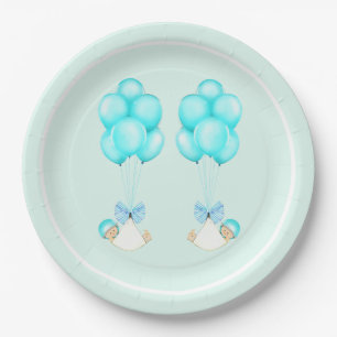 Plato De Papel Baby Shower de los globos azules de los niños geme