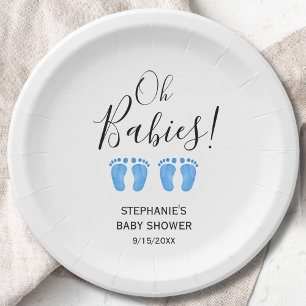 Plato De Papel Baby Shower de los niños gemelos