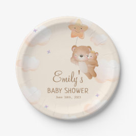Plato De Papel Baby Shower de mami Bear Animal Cub