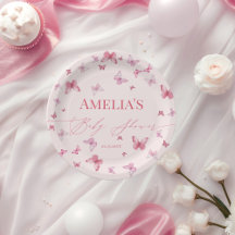 Baby Shower de mariposa rosa suave