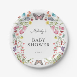 Plato De Papel Baby Shower de mariposa silvestre