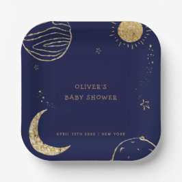 Plato De Papel Baby Shower de Midnight Galaxy Moon Star