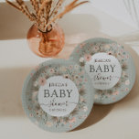 Plato De Papel Baby Shower de Moda del desierto<br><div class="desc">Placas de papel Baby Shower para Moda del desierto - Vamos a sacar las bromas de la planificación de la ducha de bebé con este diseño de placas de moda desértica "arenosa". Traigan los albornoces del desierto. Con flores secas y cactus acentuados con muy buen gusto en tonos verde suave...</div>
