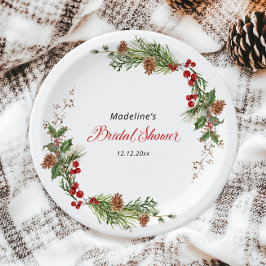 Plato De Papel Baby Shower de Navidad con Verde