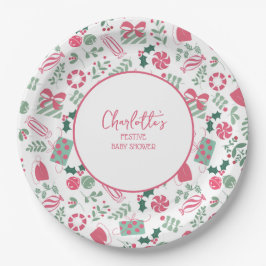 Plato De Papel Baby Shower de Navidades festivos