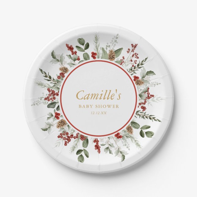 Plato De Papel Baby Shower de Navidades rusos (Anverso)