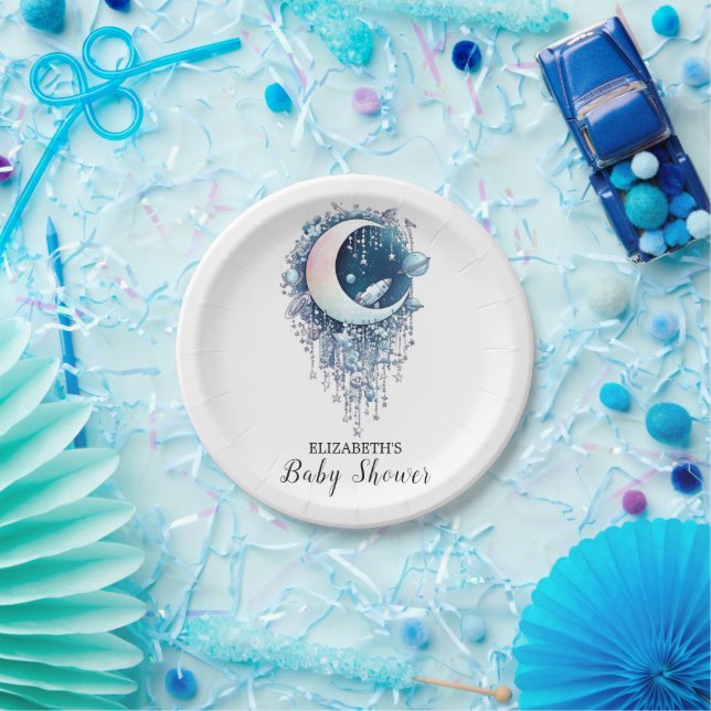 Plato De Papel Baby Shower de Nebula Outerspace Stars (Fiesta)