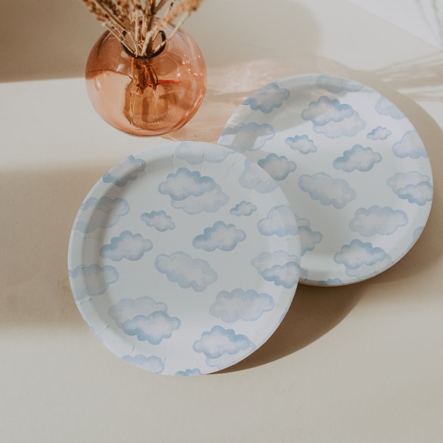Plato De Papel Baby Shower de nubes azul de agua (Subido por el creador)