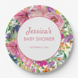 Plato De Papel Baby Shower de oro blanco morado rosado azul morad