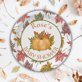 Plato De Papel Baby Shower de otoño de la caída de la calabaza de