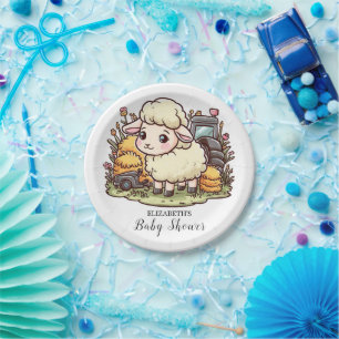 Plato De Papel Baby Shower de oveja encantada