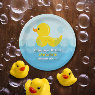 Plato De Papel Baby Shower de pato amarillo de goma A Dub
