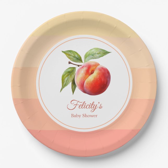 Plato De Papel Baby Shower de Peach Fuzz (Anverso)