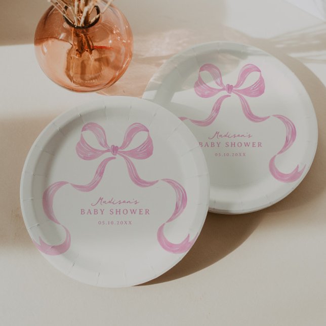 Plato De Papel Baby Shower de plegado suave de mano rosada (Subido por el creador)