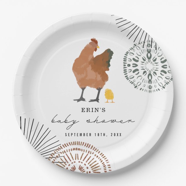 Plato De Papel Baby Shower de pollo (Anverso)